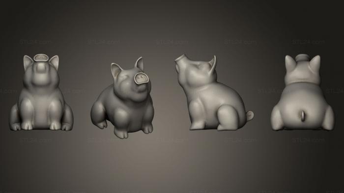 Статуэтки животных (Статуя свиньи, STKJ_0390) 3D модель для ЧПУ станка